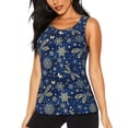 thumbnail image 1 of Fotbe Dark Blue Christmas Blusas Sin Mangas para Mujer – Estilo Casual, Corte Suelto, Slim-Fit, Cuello Redondo Deportivo, Tops de Verano para Gimnasio y Yoga-Medium, 1 of 7
