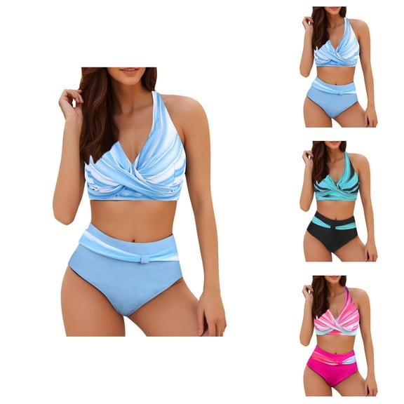 High Waisted Bikini Sets for Women Fashionable Two Color Womens Two Piece Swimsuits Swimsuit