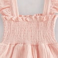 thumbnail image 4 of CAICJ98 Newborn Baby Girl Clothes Summer Smocked Romper Dress Ruffle Sleeve Jumpsuit And Headband Outfit Cute Baby Girl Clothing (Pink,6-12 Months), 4 of 7