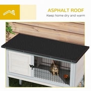 Elevated Rabbit Hutch, Wooden Bunny Cage with Hinged Asphalt Roof and Removable Tray, for Indoor/Outdoor, Gray