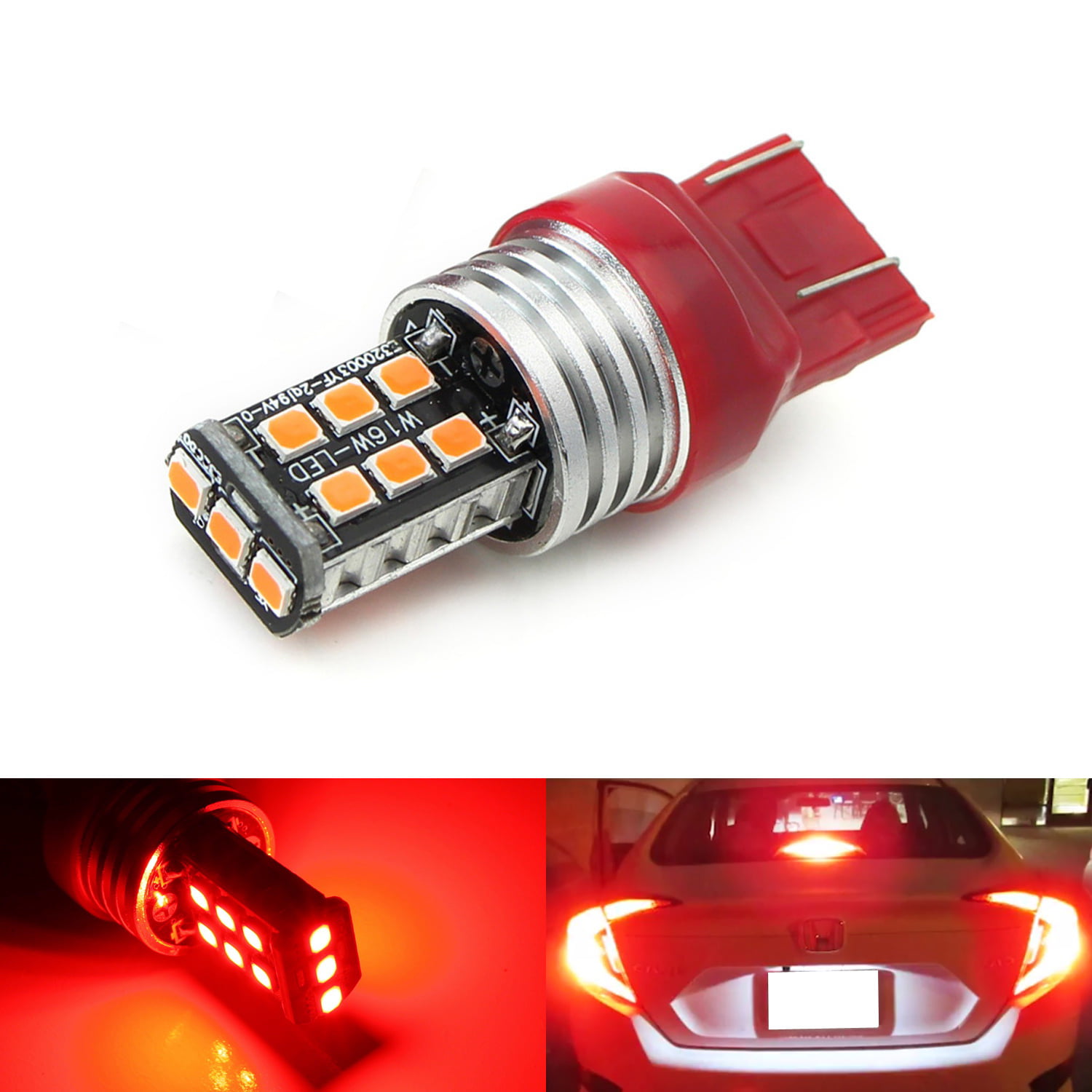 1 iJDMTOY Strobe/Flashing Feature Red 15-SMD LED Replacement Bulb For 2012-up Honda Civic Sedan Third Brake Light.