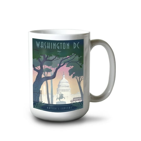 

15 fl oz Ceramic Mug Washington DC Nation s Capitol Lithograph Dishwasher & Microwave Safe