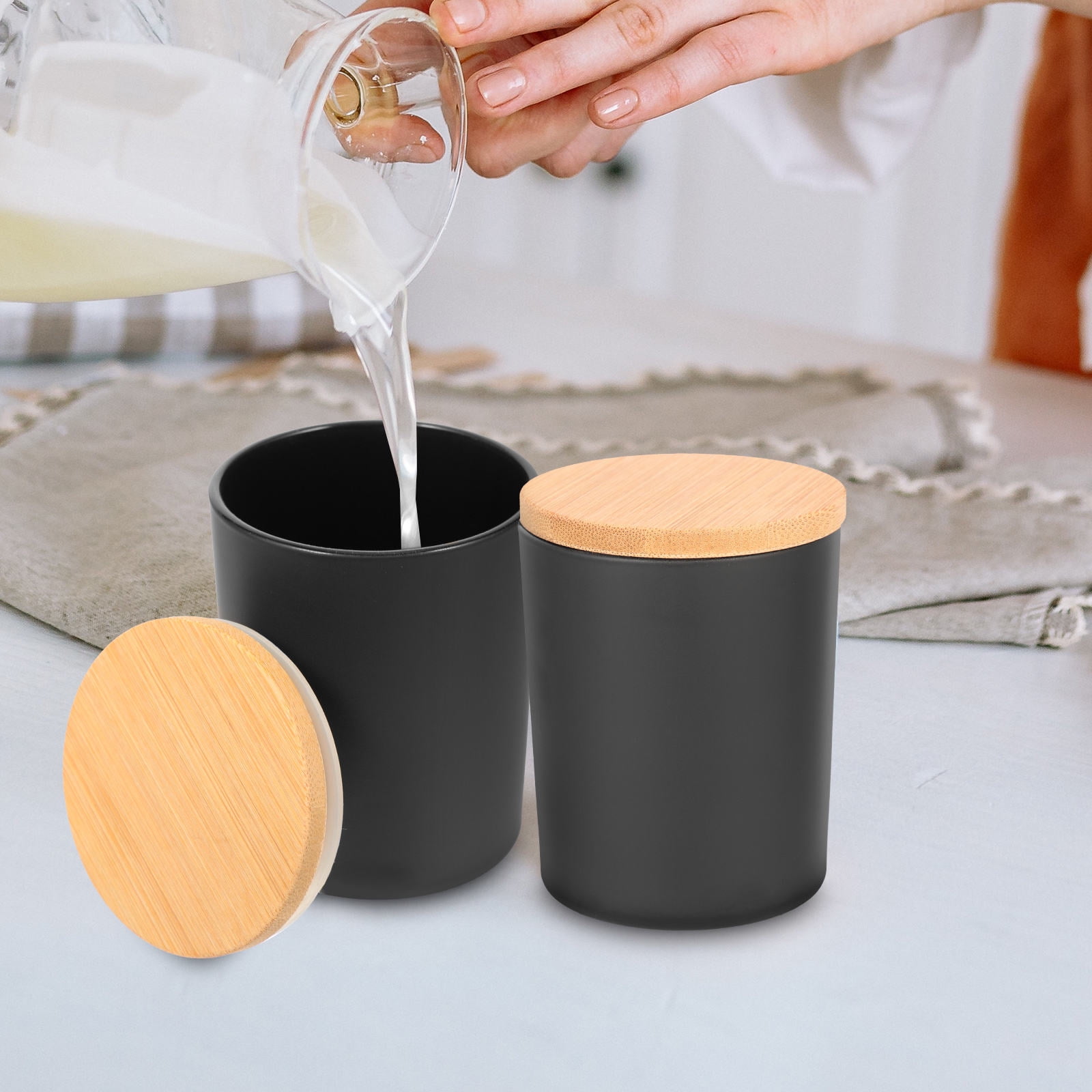 FELTECHELECTR Glass Tins Black For present Givers Home Use 4 Sets 3.73X2.67X2.67in