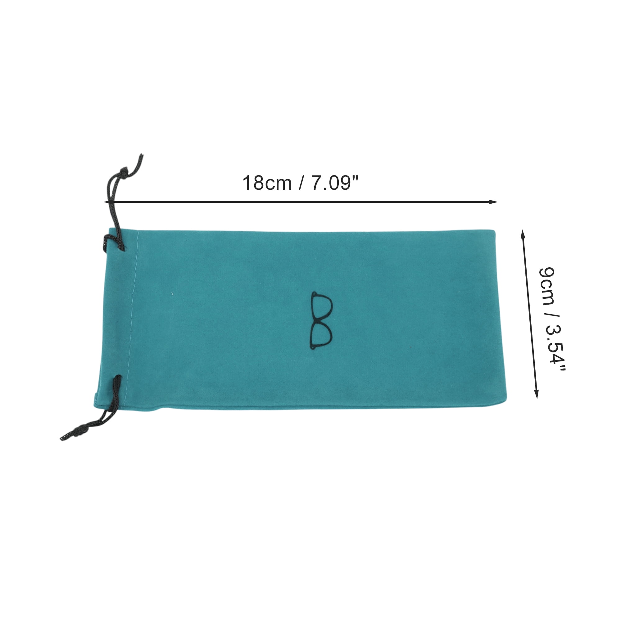 Unique Bargains Flocking Cloth Drawstring Eyeglass Pouch 7.09"x3.54" Peacock Blue