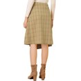 thumbnail image 3 of Allegra K Women's Plaid Vintage Faux Wrap Buttons Midi High Waist Skirt, 3 of 6