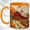 Orange, variant on Autumn Red Barn Coffee Mug, Pumpkin Farm Mug, Ceramic 11 oz
