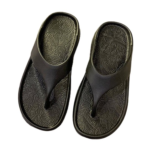 LoyisViDion Womens Sandals Lazy Shoes Women's Orthotic Flip Flops with Arch Support Soft Thong Pillow Sand Black 8(40)