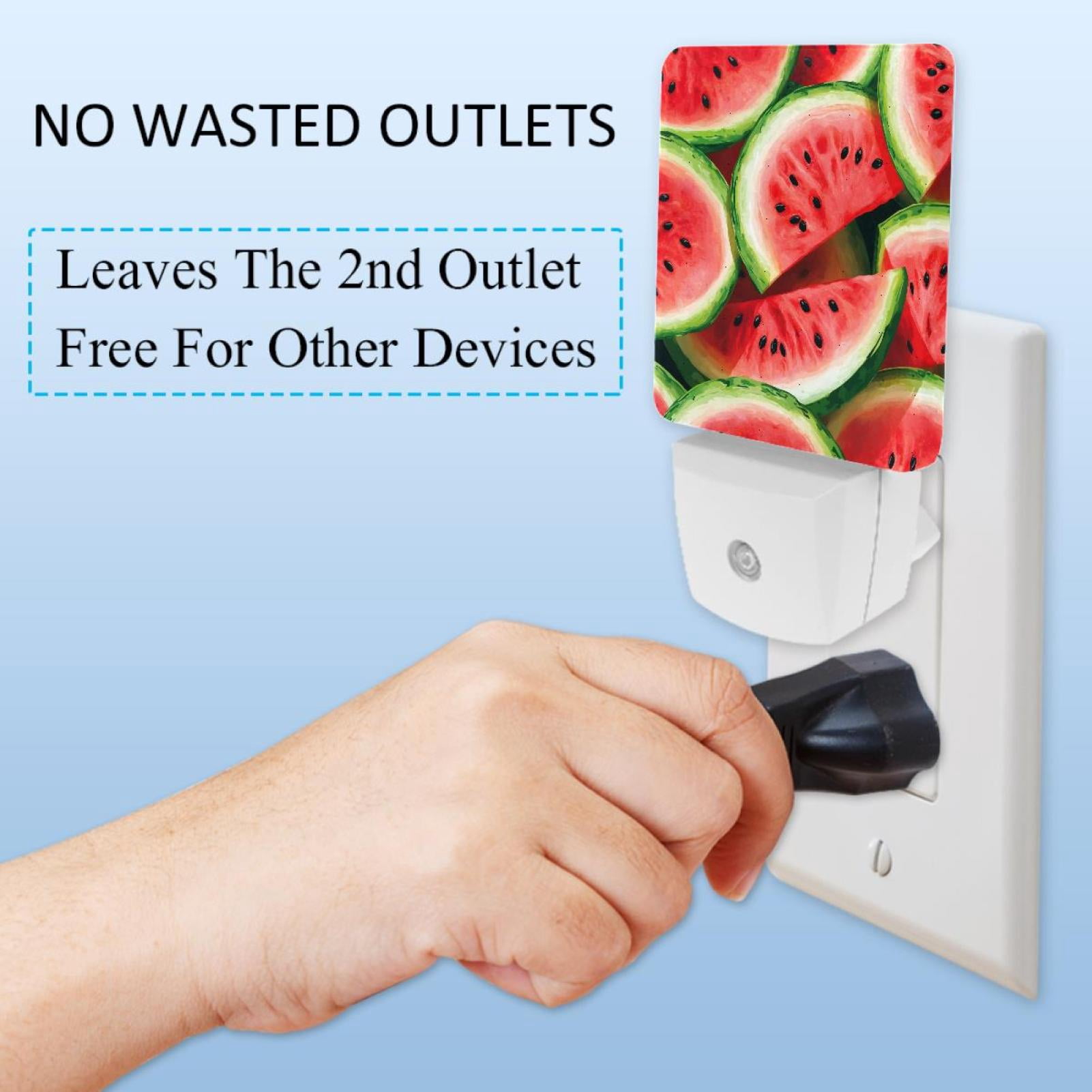 PhooArto Watermelon Pattern Plug in LED Night Light Auto Sensor Dusk to Dawn Decorative Night for Bedroom, Bathroom, Kitchen, Hallway, Stairs, Baby's Room, Energy Saving