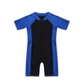 thumbnail image 3 of Sxiwei Kids Girls Boys One Piece Rashguard Zip Sun Protection Swimsuit Swimwear UPF 50+ Wetsuit Blue&Black 4, 3 of 7