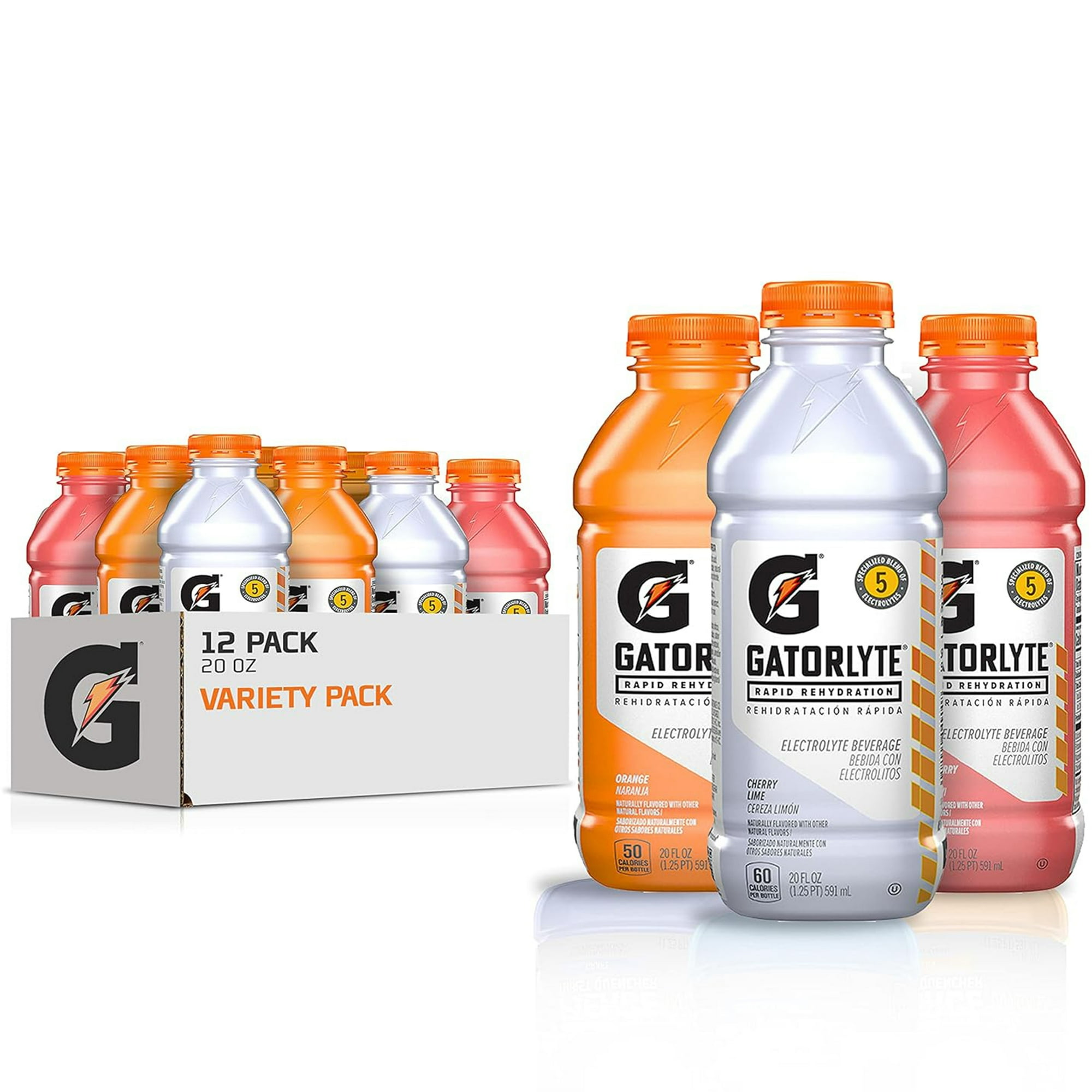 Gatorade Gatorlyte Rapid Rehydration Electrolyte Beverage 3 Flavor Variety Pack, 20 fl oz (Pack of 12)