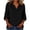 Black-women 3/4 sleeve tops, variant on Women's Linen Blouse 3/4 Batwing Sleeve V Neck Casual Tunic Top Side Split Solid Color Cotton Gauze Tops