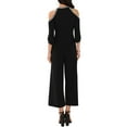 thumbnail image 3 of INSPIRE CHIC WOMLAYOUT Women's Halter Jumpsuits Sequin Cold Shoulder Split Sleeve Party Cocktail Wide Leg Jumpsuits 2XL Black, 3 of 6
