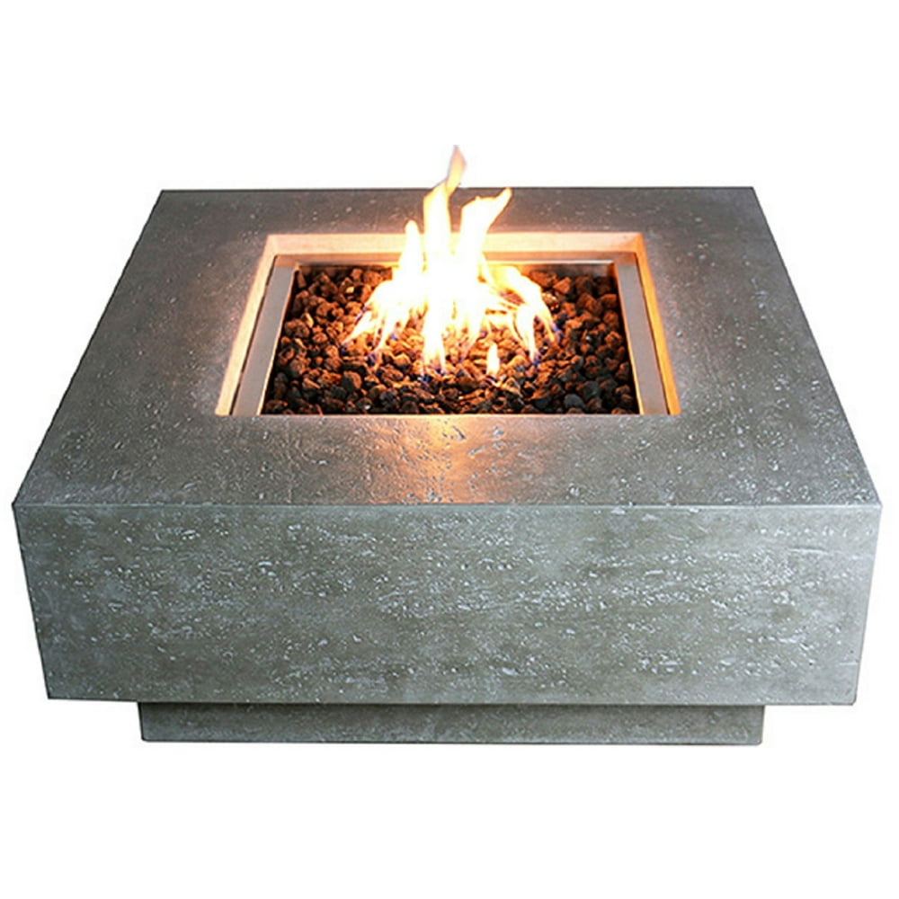 Elementi Outdoor Manhattan Fire Pit Table 36 X 36 Inches Grey Durable Fire Bowl Glass Reinforced