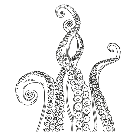 Sea Creature Art for Bedroom Wall Decoration - Tentacles From Octopus Black and White Artwork Design for Living Room Vinyl Wall Decal - 20" x 25"