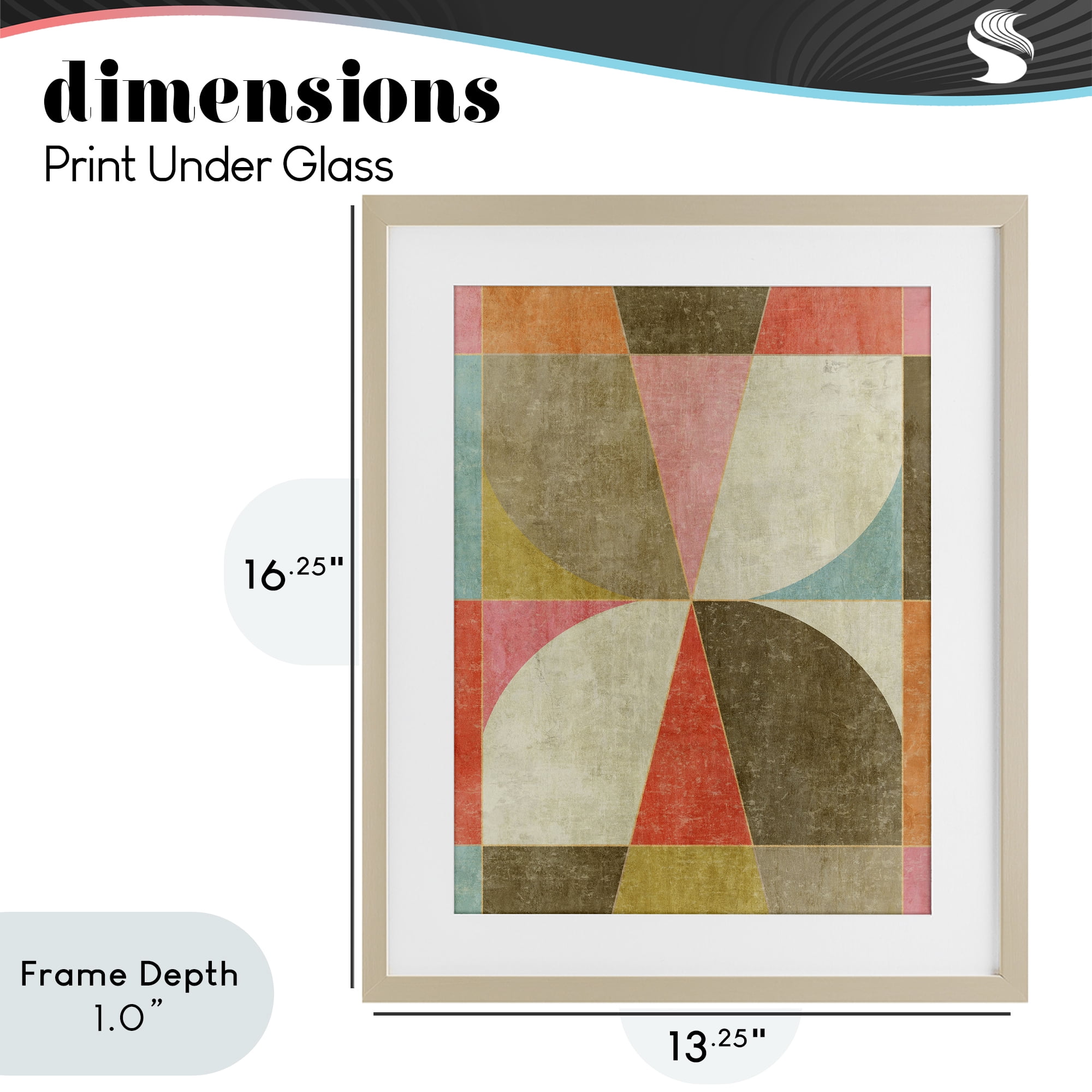 Stupell Industries Pinwheel Symmetric Shapes Birch Framed Print Under Glass, design by Suzanne Nicoll