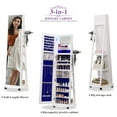 thumbnail image 3 of FREDEES，LED 360° Rotating jewelry cabinet, Full-length mirror with jewelry storage, LED mirror jewelry cabinet standing, Lockable floor mirror, White, 3 of 8