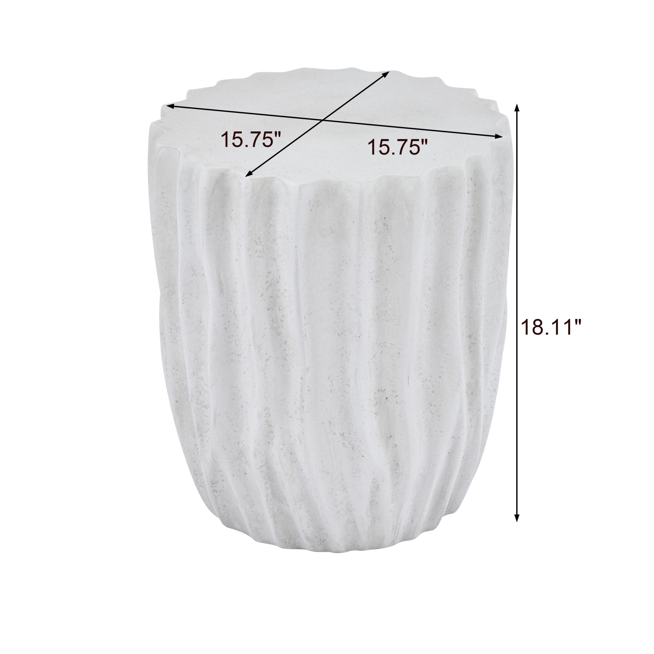 Christopher Knight Home 15.75” Outdoor Ribbed Barrel Side Table, MGO Accent Table, Antique White