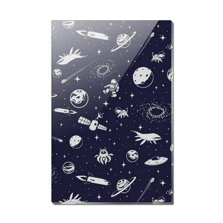 

Space Pattern with Stars Planets Aliens Astronauts Spaceships Dogs Rectangle Acrylic Fridge Refrigerator Magnet