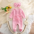 thumbnail image 6 of 6-12M Newborn Baby Girl Spring And Summer Solid Color Romper For Infants And Toddlers, 6 of 9