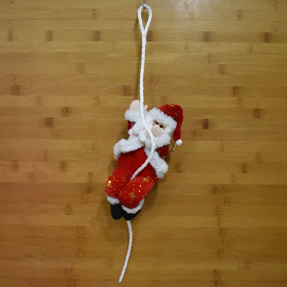 IFANLANDOR Santa Claus Climbing Rope Ladder Christmas Ornament Red Cloth for Holiday Tree Decor