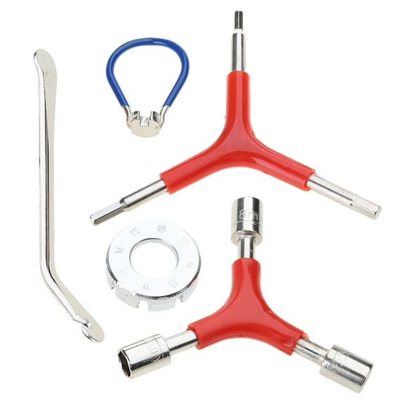 Bicycles Spoke Wrench Tool, Hardened Steel 5-in-1 Spoke Rims Tool for Adjusting and Repairing Bicycles Wheel Tension