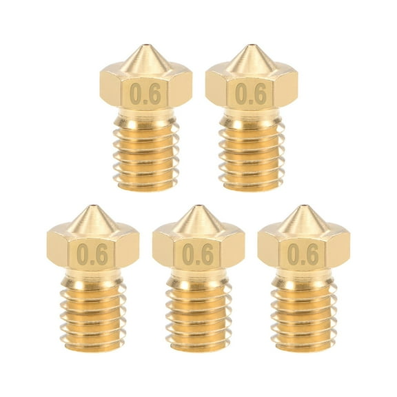 0.6mm 3D Printer Nozzle Head M6 Thread for V5 V6 1.75mm Extruder Print, Brass 5pcs