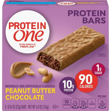(2 Pack) Protein One 90 Calorie Peanut Butter Chocolate Bars 5 ct, 4.8