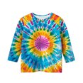 thumbnail image 4 of Edvintorg 3-12 Years Girls Tops Fashion Printed 3/4 Length Sleeves Round Neck Casual T Shirts Summer Tees Loose Fit Pullover Tunic Blouse, 4 of 5
