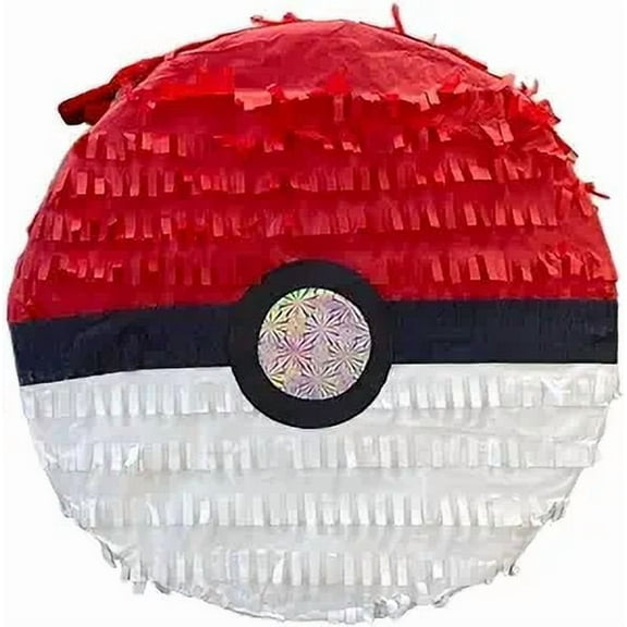 Apinata 4U  Red & White Circular Pinata – Fun Party Decoration for Video Game Themed Birthday, Gaming Party Supplies, 16”
