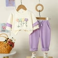 thumbnail image 2 of oqasdz Baby Girl Outfits Floral Embroidery Long Sleeve Top And Ruffle Hem Pants Outfit Soft Playwear 2 Piece Set Size 3 Y-4 Y, 2 of 7