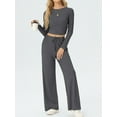 thumbnail image 3 of MINTREUS Lounge Sets for Women Long Sleeve Tops Wide Leg Pants Comfy Loungewear Two Piece Outfits with Pocketed, 3 of 8