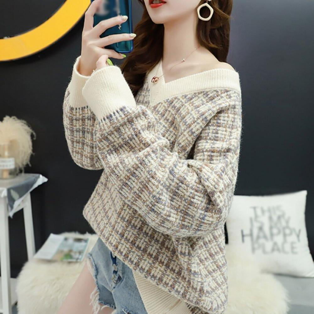 BE-MY-GUEST Sweater Regular Appliques Jumper Pullover Women 2018 Autumn and Winter New Sleeved Knitted