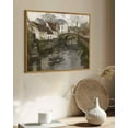 thumbnail image 4 of Drsoum 16x24in Canvas Wall Art Vintage Framed Classical Painting French Town Bridge Flowing Water Room Decor for Bathroom Bedroom Living Room - Natural Framed, 4 of 8