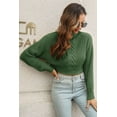 thumbnail image 3 of Cropped Mock Neck Cable-Knit Pullover Sweater, 3 of 3