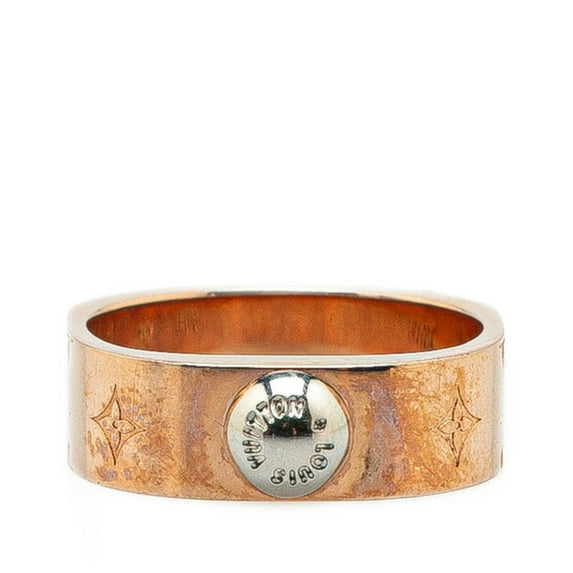 Pre-Owned Louis Vuitton Nanogram Berg Ring Size: M M00214 Pink Gold Silver Plated Metal Women's...