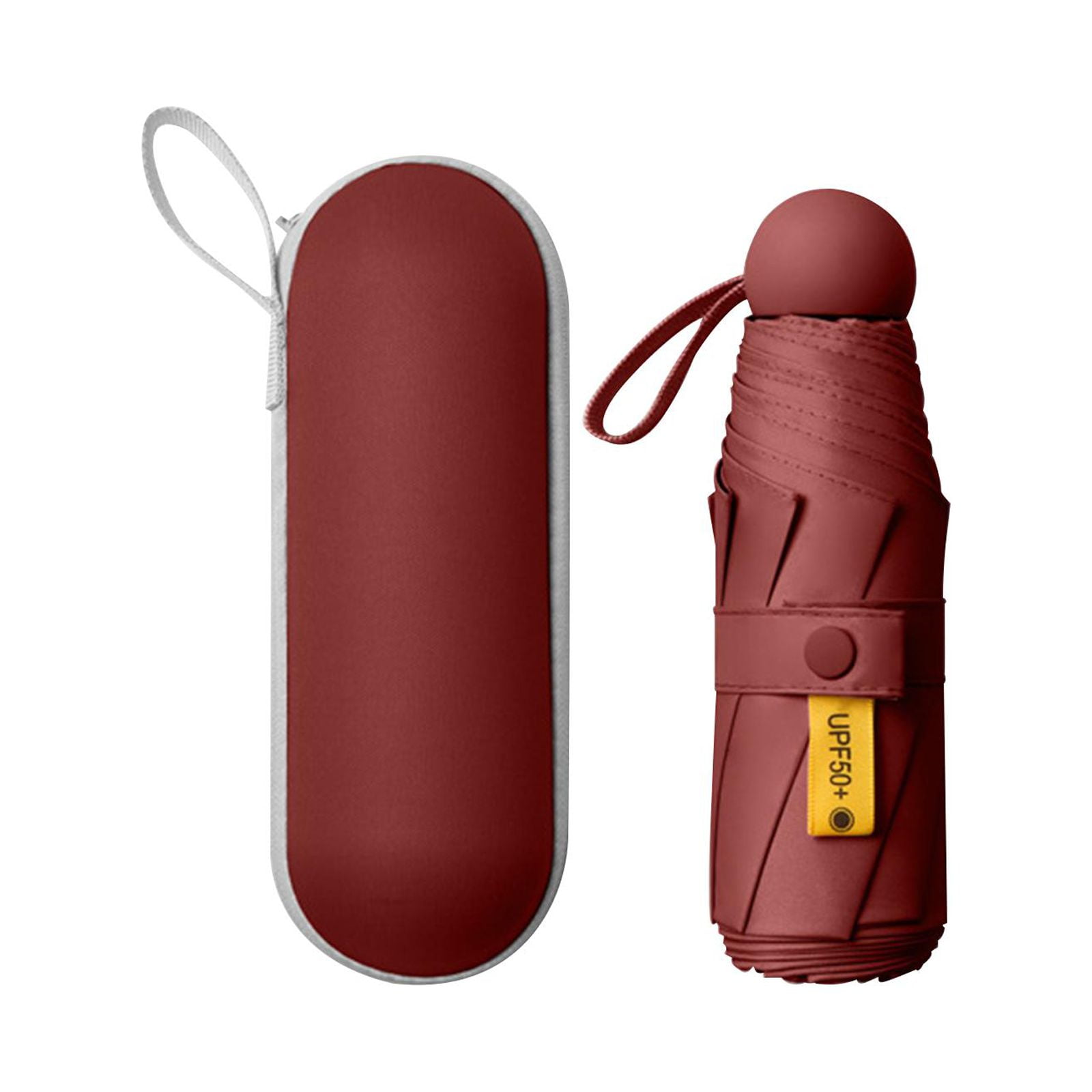 Mini Umbrella Tiny Umbrella Purse Umbrellas for Outdoor with Storage Case Red