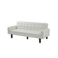 thumbnail image 3 of Convertible Sofa Bed With Three Adjustable Positions, PU Leather Couch With Five Wooden Legs and Tufted Buttons Trim, Upholstered Loveseat Couch Bed for Small Space, Living Room, Office, White, 3 of 7