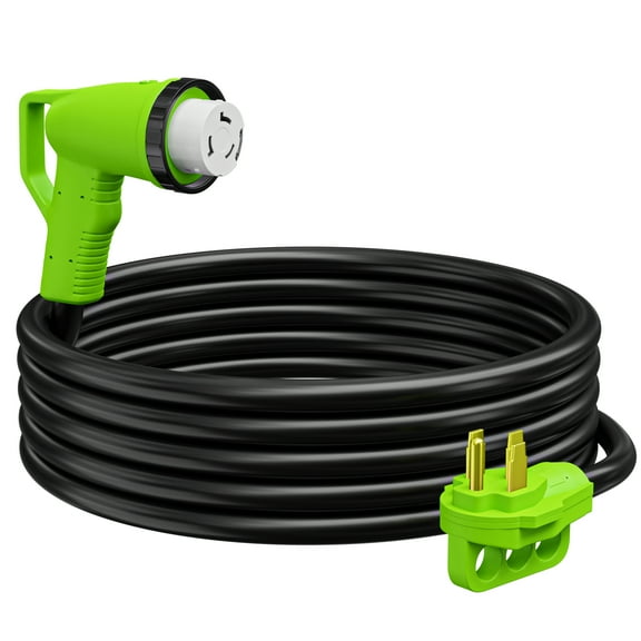 Leisure Cords 90 Degree 15' Power Extension Cord with 50 AMP Male Standard 50 AMP Female 90 Degree Locking Adapter