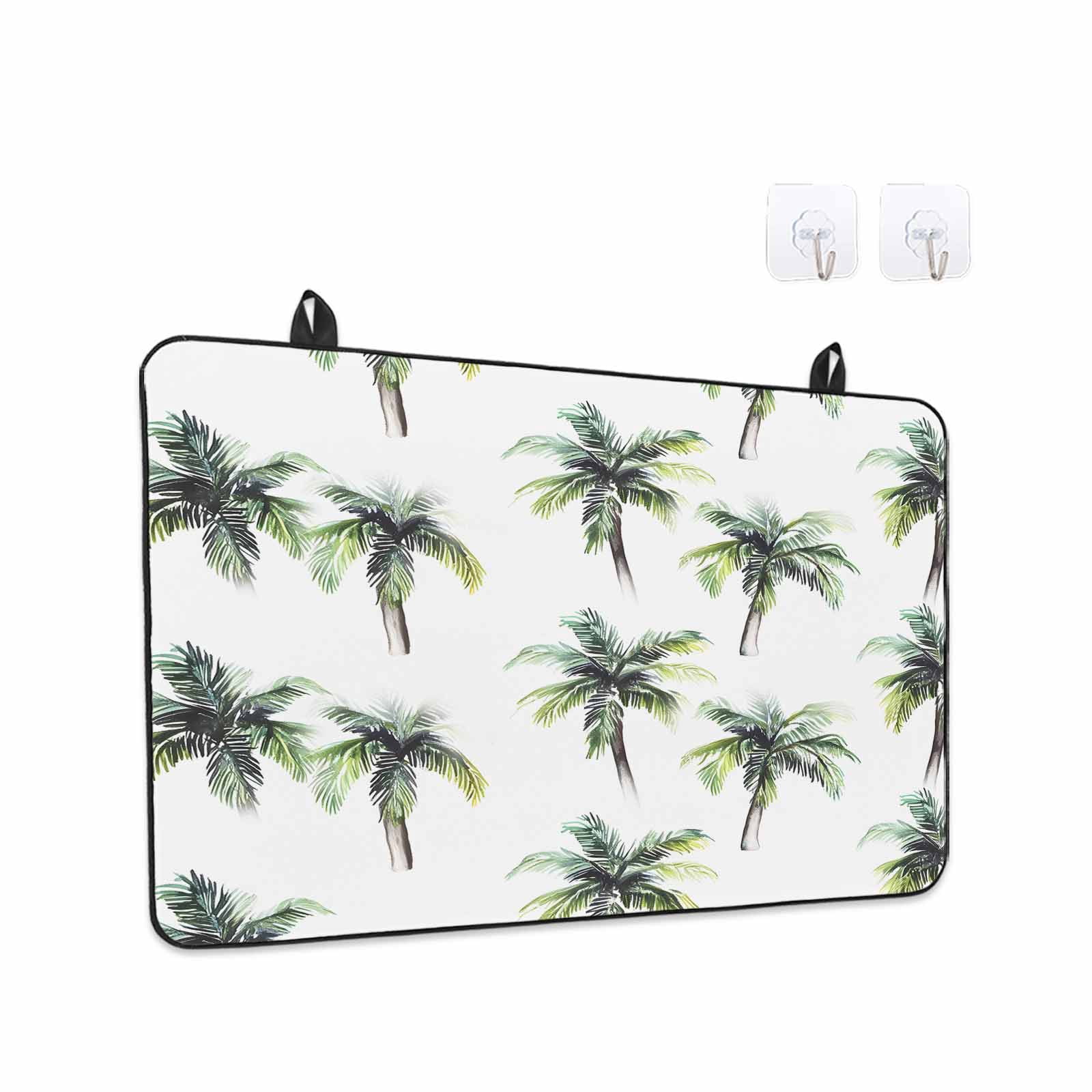 Green Palm Trees Stove Top Cover for Electric Stove, Heat-proof & Non Slip Glass Top Stove Cover Protector, Summer Botanical Modern Art Kitchen Flat Cooktop Rubber Mat 24x21 Inches