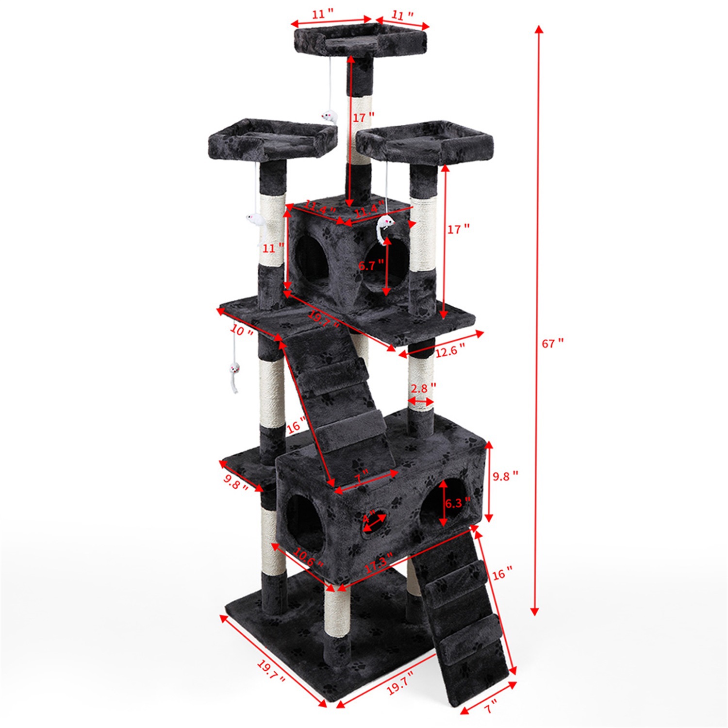 Pefilos 67" Cat Tower for Indoor Cats with Hammock Cat Tree for Big Cats Cat Condo for Adult Cats Large Pet Club Cat Tree Furniture, Gray Pefilos 67" Cat Tower for Indoor Cats with Hammock Cat Tree for Big Cats Cat Condo for Adult Cats Large Pet Club Cat Tree Furniture, Gray