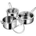 thumbnail image 1 of Costway 6 Piece Stainless Steel Cookware Set Nonstick Pot And Pans w/ Glass Lids Silver, 1 of 10
