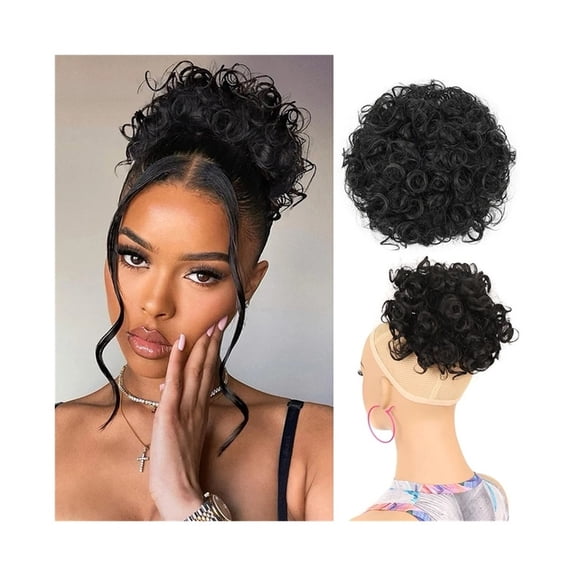 Messy Bun Hair Pieces for Women Synthetic Curly Drawstring Ponytail Updo Hair Piece