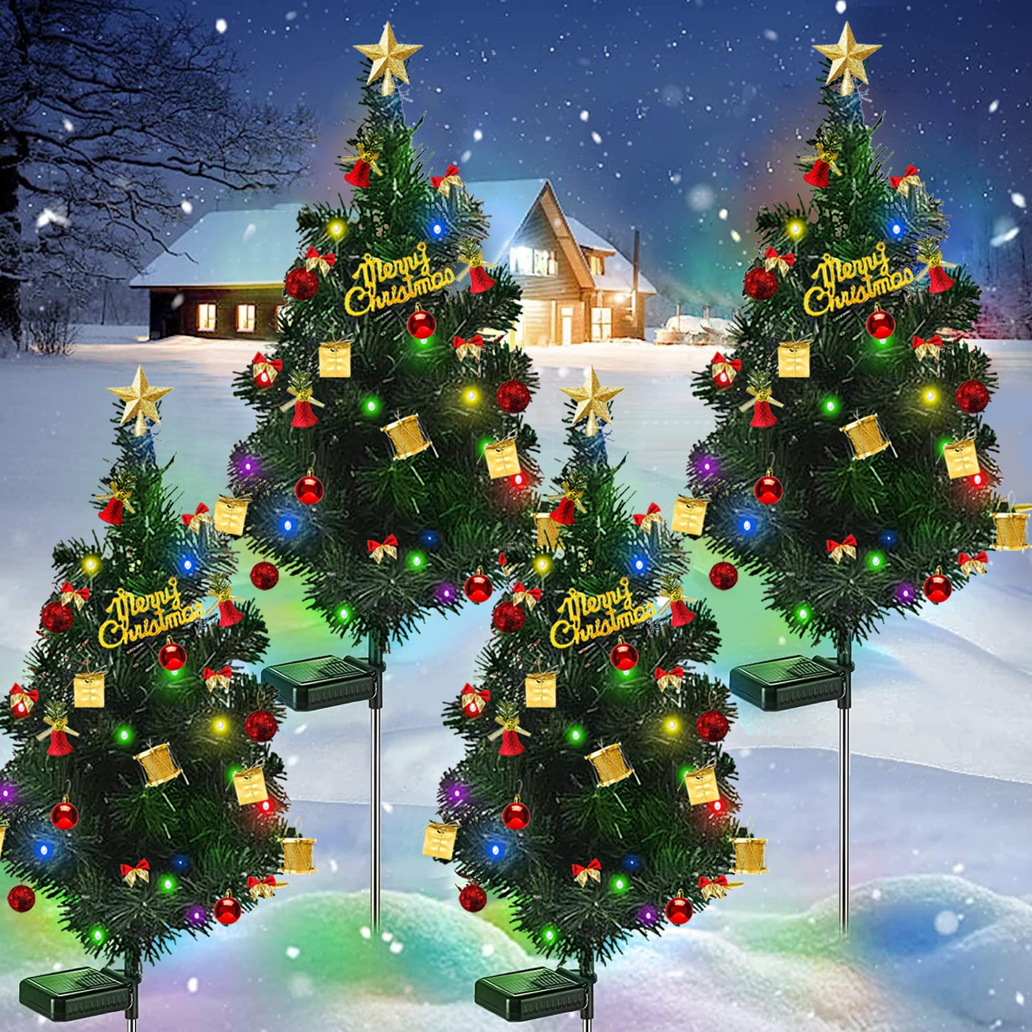 4 ct Christmas Decoration Outdoor Prelit Trees Light, With 20