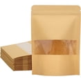 thumbnail image 1 of Muka 100 Pcs Sacs Pochette Kraft à Fermeture Éclair avec Encoche et Fenêtre Transparente, 1 of 8
