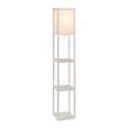 thumbnail image 2 of Contemporary Stand Floor Lamp W.Storage Shelves Fabric Shade Minimalist, White, 2 of 7