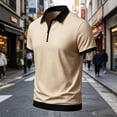 thumbnail image 5 of Men Tshirts Cotton Dqueduo Men's summer loose daily breathable lapel shirt Khaki XXXL, 5 of 5