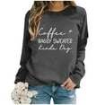 thumbnail image 2 of Ladies Fashion Leisure Pure Color Loose Long Sleeved Printed Letters Round Collar, 2 of 2