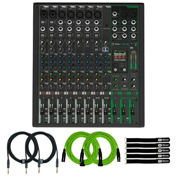 Mackie ProFX12v3  12-Channel Analog Mixer with Cables Package
