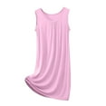 thumbnail image 2 of Aobny Plain Womens Summer Pajamas Pink Modal Sleepwear Dress Short Sleeveless Crew Neck Plus Size Sleepwear,XXL, 2 of 5