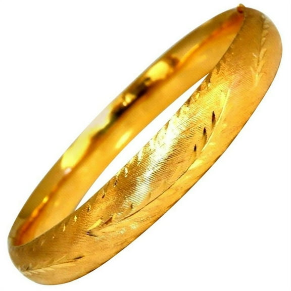 14kt Gold Hand Made Graver Patina Bangle Bracelet